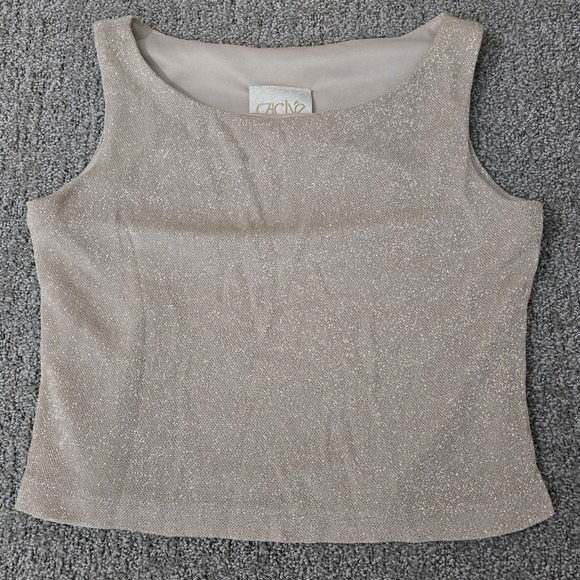 Cache Tops - Cache Gold Metallic Knit Cropped Tank Top Sleeveless Womens Size‎ 6